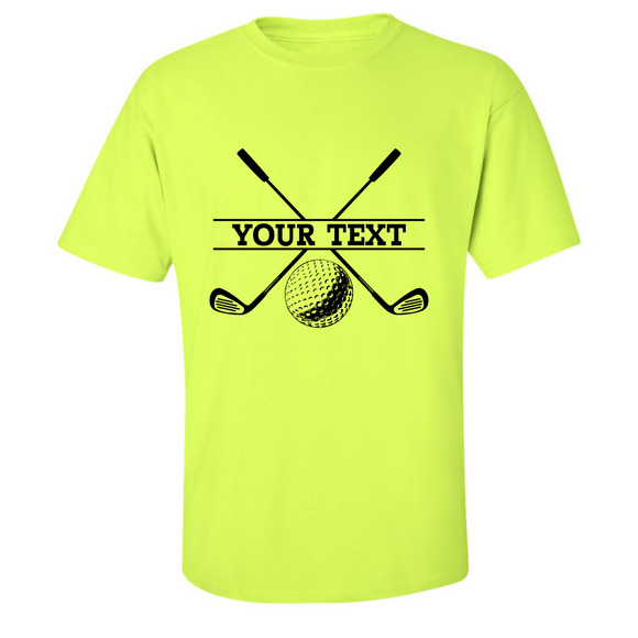 Personalized Golf Ball Crossed Clubs YOUR NAME Print Design T-Shirt - Picture 8 of 16